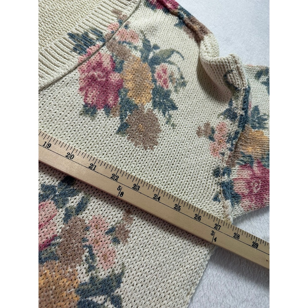 Free People Floral Cardigan Women XL Ivory Pink Boho Oversized Excellent Pocket - Picture 4 of 6
